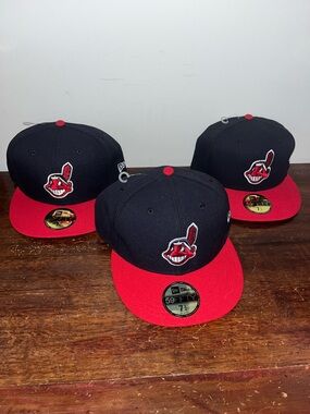New Era MLB Cleveland Indians Chief Wahoo Baseball Cap Hat Fitted Various